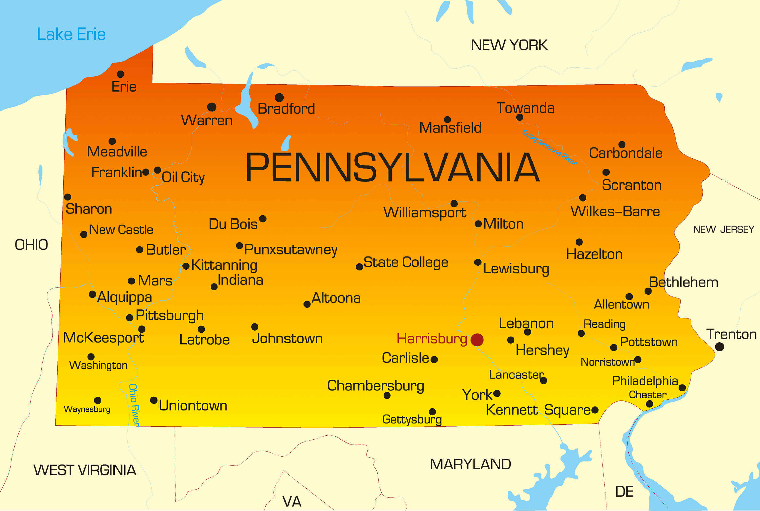 Pennsylvania state map
